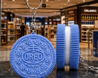 Blue Cookie Style Clicker Keychain | 3D Printed Sensory Fidget Keychain | Cute Bag Charm | Stress Relief Desk Toy