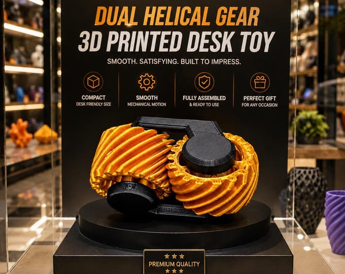 Dual 3D Printed Fidget Spinner – Dual Turbine Gear Design – Smooth Spin Desk Toy – Stress Relief Hand Toy
