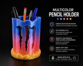 Pencil Holder | 3D Printed Desk Organizer | Unique Office Decor | Pen & Pencil Cup | Gift for Coworkers