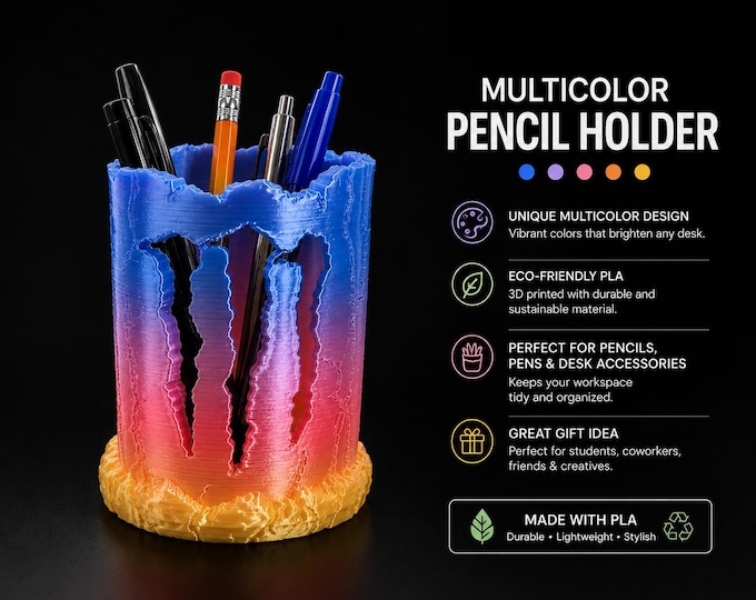 Pencil Holder | 3D Printed Desk Organizer | Unique Office Decor | Pen & Pencil Cup | Gift for Coworkers