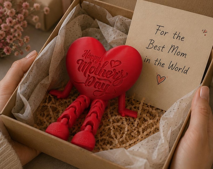 Mother's Heart Figure Gift | 3D Printed Articulated Heart Decor | Cute Mom Gift | Desk Shelf Decoration | Unique Handmade Gift