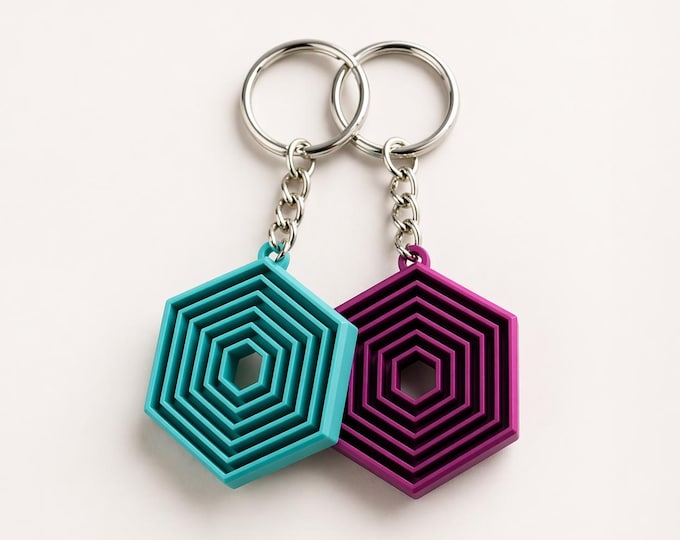 Hexagon Fidget Keychain Clicker, Stress Relief Toy, 3D Printed Keychain, Anxiety Fidget, Stylish Bag Charm, Modern Accessory