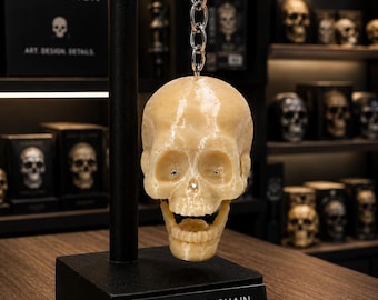 Skull Clicker Keychain | 3D Printed Gothic Fidget Toy | Anxiety Relief EDC Accessory | Dark Aesthetic Desk Toy