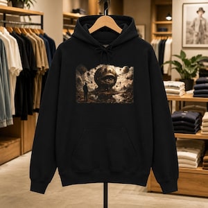 Creepy Vintage Doll Hoodie | Horror Skull Eyes Sweatshirt, Haunted Gothic Pullover, Dark Academia Streetwear