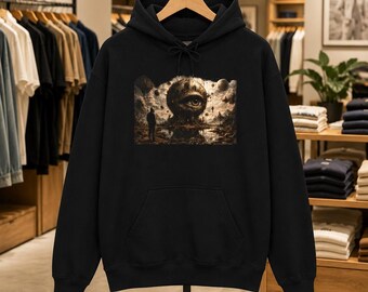 Creepy Vintage Doll Hoodie | Horror Skull Eyes Sweatshirt, Haunted Gothic Pullover, Dark Academia Streetwear