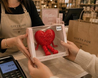 Mother's Day Heart Figure Gift | 3D Printed Articulated Heart Decor | Cute Mom Gift | Desk Shelf Decoration | Unique Handmade Gift