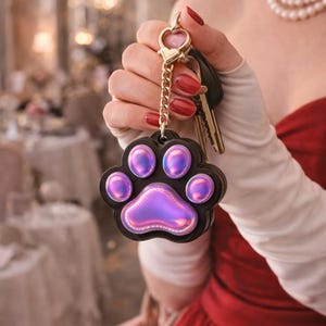 Iridescent Paw Fidget Keychain | 3D Printed Cat Dog Paw Clicker | Stress Relief Bag Charm | Gift for Cat Lover | Aesthetic Keyring