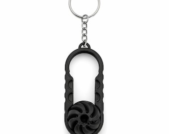 Black Fidget Keychain Stress Relief Spinner, ADHD Anxiety Toy, 3D Printed Keychain, Smooth Rotating Ball, Sensory EDC Gift