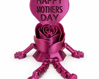 Mother’s Day Gift 3D Printed Rose Heart, Happy Mothers Day Keepsake, Unique Gift for Mom, Decorative Floral Gift