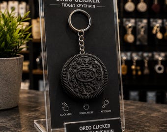 Clicker Key Chains Fidget Toy | 3D Printed Sensory Clicker | Stress Relief ADHD Desk Toy | Cute Cookie Keychain