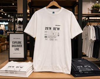 26N 81W Coordinates Tee | Nautical Map Graphic
