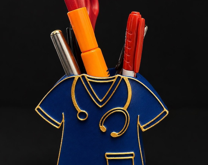 Nurse Scrub Pen Holder, 3D Printed Desk Organizer, Nurse Gift for RN, Medical Office Decor, Healthcare Desk Accessory