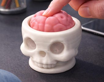Fidget Skull with Brain | Sensory Stress Relief | Unique Desk Toy | Creative Gift | 3D Printed