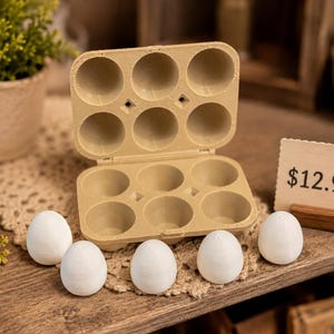 Miniature Egg Carton 1:12 Scale | 3D Printed Dollhouse Eggs | Tiny Kitchen Food Decor | Farmhouse Miniature Display