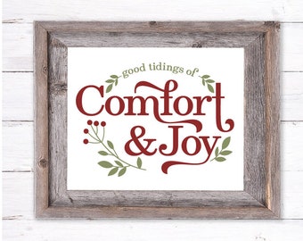 Good Tidings of Comfort and Joy svg, Christmas sign, SVG for Signs, Cut Files, Farmhouse Wall Decoration, Mistletoe svg