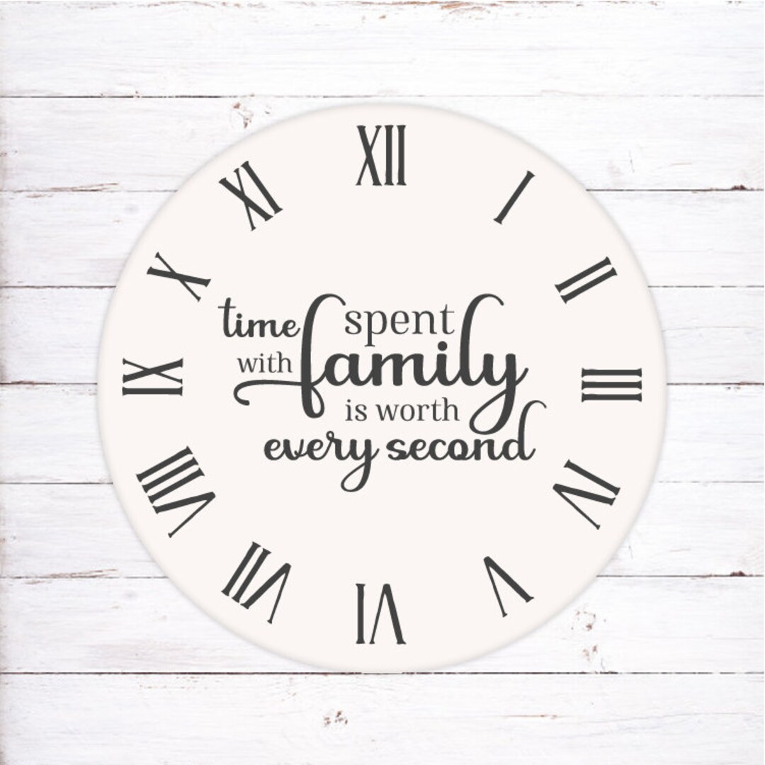 "Time Spent With Family Is Worth Every Second" – Vinyl Wall Decal, Modern Script, Removable Matte
