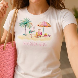 Camiseta de niña de Florida Sublimación Linda playa de Florida PNG Chica de Miami PNG Diseño de bebé de Florida Regalo de baby shower de Florida Camiseta de bebé de Miami Florida