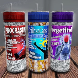 Funny Prank Pills 20oz Tumbler Wrap: Sarcastic Gag Design (Digital File)
