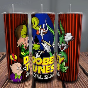 Doobey Tunes 20oz Tumbler Wrap, Funny 420 Marijuana Tumbler PNG, Cartoon Stoner PNG, Smoker Gift, Seamless Wrap For Sublimation, 300dpi