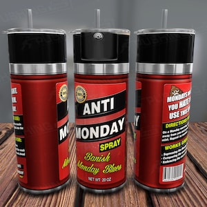Sarcastic Spray 20oz Tumbler Wrap, Anti Monday Spray Tumbler PNG, Funny Cuss Word Design, Seamless Wrap For Sublimation, 300dpi