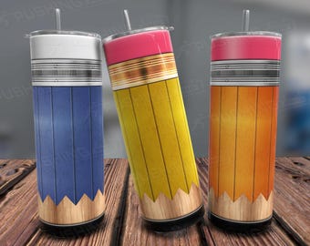 Pencil 20oz Tumbler Wrap, Funny Pencil PNG, Teachers Gift