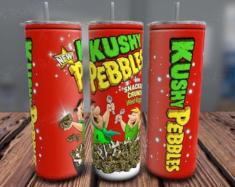 Kushy Pebbles Cereal Tumbler Wrap, Funny Pothead Design (Digital Download)
