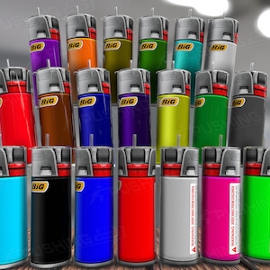 May include: A collection of 16 stainless steel tumblers with various colourful designs featuring a lighter graphic. The tumblers have a silver lid and a straw.