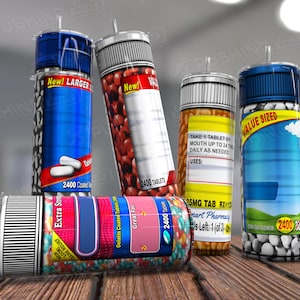Fake Pills Tumbler 20oz Template: Seamless Wrap PNG (Digital File)