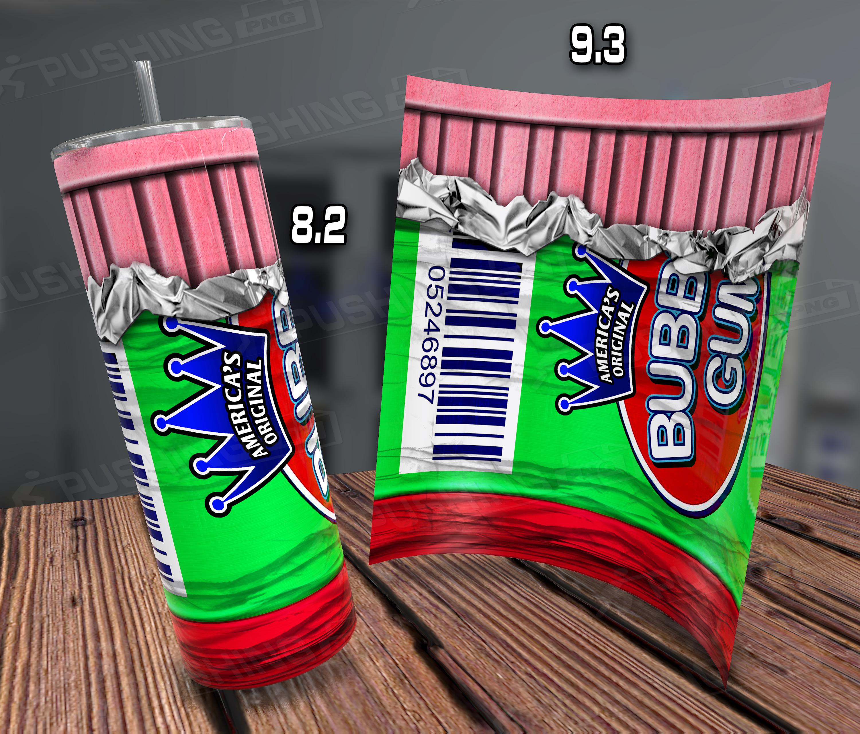 Bubble Gum Tumbler Wrap: Candy Wrapper PNG, Seamless Sublimation ...