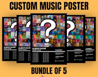 Choose Your Own Album Poster Set of 5, Custom Album Poster, Music Posters, Tracklist, Poster, Room Decor, Music Wall Art, Digital Download