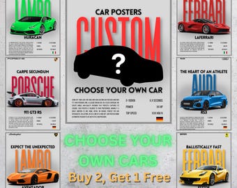 Niestandardowy plakat samochodowy, pobieranie cyfrowe, plakat Hyper Car, wydruk Super Car, plakat z nadrukiem artystycznym, wystrój domu, wystrój ścienny, prezent świąteczny, miłośnicy samochodów