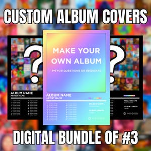 Wählen Sie Ihr eigenes Album-Poster-Set von 3, benutzerdefinierte Album-Poster, Musik-Poster, Titelliste, Poster, Raumdekor, Musik-Wandkunst, digitaler Download