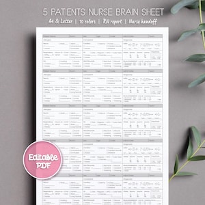 Scheda di segnalazione infermieristica: modello di turno infermieristico per 5 pazienti (download PDF)