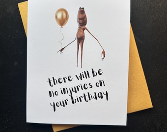 Marcus Worm Injuries Birthday Card - blank inside - handmade