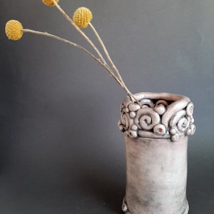 Handmade Pink Ceramic Coil Vase: Earthenware Flower Vase