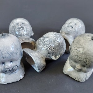 Ceramic Doll Head Pendant: Earthenware Clay Jewelry Finding