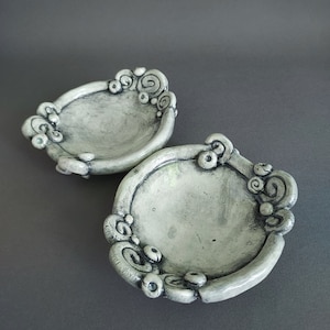 Handmade Ceramic Tea Bag Dish: Celadon Glaze, Coil Dish