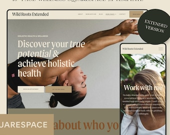Bold Wellness Squarespace Website Template: Boho Design for Health Coaches, Nutritionists, & Healers (Extended Version)