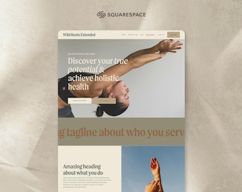 Wellness Squarespace Website Template - Wild Roots for Health Coaches, Therapists, & Healers, Yoga/Fitness Instructors