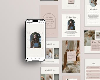 Plantillas de Instagram estilo boho para sanadores, coaches de bienestar y guías espirituales (Paquete de Canva para redes sociales)