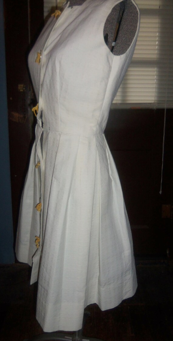 1950s Holly Hoelscher Cotton Textured Pleated Sle… - image 3