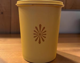 Vintage 1970s Yellow Tupperware Canister | Retro Kitchen Storage Container | Mid Century Plastic Kitchen Decor