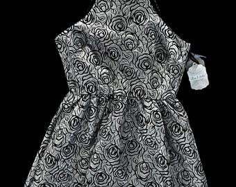 Alter'd State Black & Gold Rose Jacquard Dress | Metallic Floral Dress | Dolman Sleeve Cocktail Dress Size M
