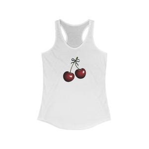 Cherry Design Women&#39;s Ideal Racerback Tank Top, Summer Workout Top, Casual Fitness Apparel, Cute Gift for Her, Cherry Lovers