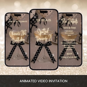 Spotted Turning Birthday Party Video Invitation, Black & White Polka Dot Theme: Editable E-invite Canva Template