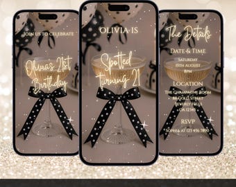 Spotted Turning Birthday Party Video Invitation, Black & White Polka Dot Theme: Editable E-invite Canva Template