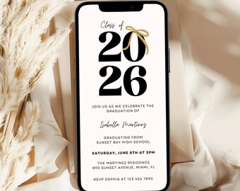 Graduation Party E-invite, Grad Celebration Invitation, Class of 2026: Editable Canva Template