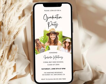 Graduation Party Phone Invitation, Class of 2026, Grad Celebration Photo Invite: Editable E-invite Canva Template