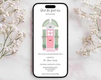 Housewarming Party E-invite, Shut The Front Door Housewarming Invitation, Digital Invite Canva Template, Instant Download