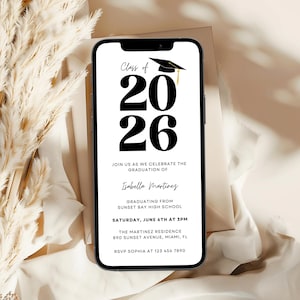 Graduation Party E-invite, Grad Celebration Invitation, Class of 2026, Digital Invite Canva Template, Instant Download